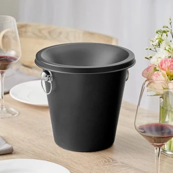 Acopa 4 Qt. Black Smooth Stainless Steel Wine Tasting Spittoon