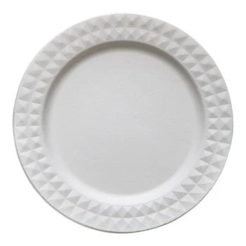 Jungle Decor 9" No PFAS Added Compostable Sugarcane Pulp Plate - 100/Sample