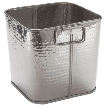 American Metalcraft STH8 8" x 7" Hammered Stainless Steel Square Beverage Tub