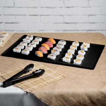 TableCraft CW2111BK 21" x 12 7/8" x 3/8" Black Cast Aluminum Rectangular Cooling Platter