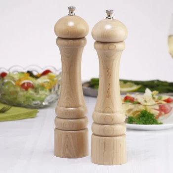 Chef Specialties 10202 Professional Series 10" Customizable Imperial Natural Finish Pepper Mill and Salt Mill