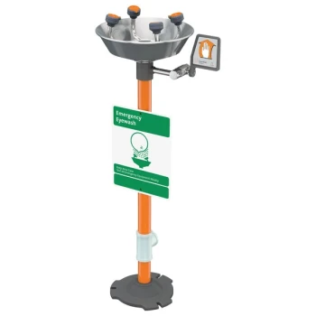 Guardian Equipment G1704 WideArea Pedestal Mounted Eye and Face Wash Station with Stainless Steel Bowl