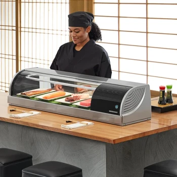 Hoshizaki HNC-120BA-R-SLH Curved Glass Refrigerated Sushi Display Case 47" - Right Side Compressor
