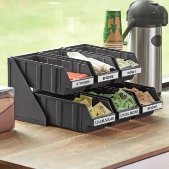 Choice Black 2-Tier Self-Serve Organizer Set with 6 Bins and 2 Label Sheets