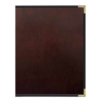 H. Risch, Inc. 8 1/2" x 11" Wine Tuxedo Leather Customizable 3 View Menu Cover with Interior Pockets