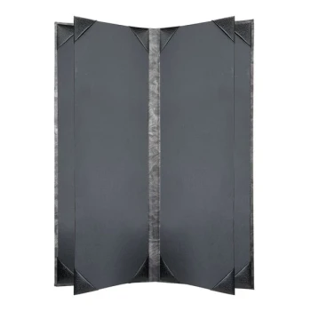 H. Risch, Inc. MET-6V Steel Brushed Metallic 4 1/4" x 11" Customizable 6 View Menu Cover