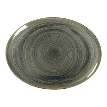 RAK Porcelain Rakstone Spot 14 1/8" x 10 11/16" Peridot Porcelain Oval Platter - 6/Case