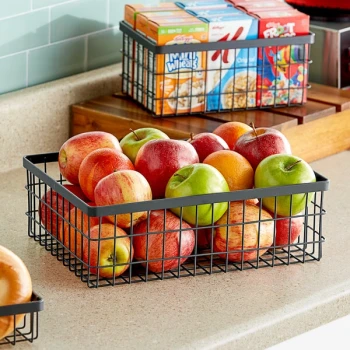 GET Enterprises WB-1294-MG Urban Renewal 12" x 9" x 4" Metal Gray Rectangular Wire Basket