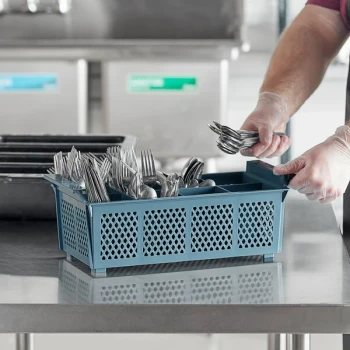 Noble Warewashing 8 Compartment Half Size Gray Flatware Rack without Handles