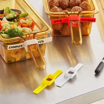 Vigor 4-Piece Assorted Colors Blank Write-On High-Heat Food Pan Label Set