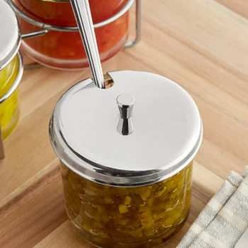 Choice Stainless Steel Lid for 7 oz. Glass Condiment Jar - 12/Case