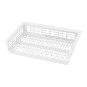TableCraft CW1072W Simple Solutions 21 1/4" x 14 7/8" x 3" White Cast Aluminum Perforated Single Cold Well Drop-In Template
