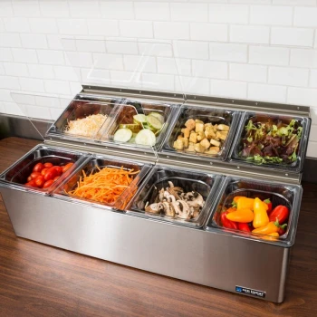 San Jamar FP9248FL EZ-Chill 8-Compartment Stainless Steel Condiment Bar