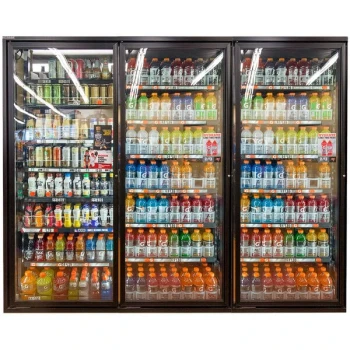 Styleline CL2672-HH 20//20 Plus 26" x 72" Walk-In Cooler Merchandiser Doors with Shelving - Satin Black, Left Hinge - 3/Set