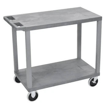 Luxor EC22HD-G Gray Heavy-Duty 2 Flat Shelf Utility Cart - 35 1/4" x 18" x 31 1/2"