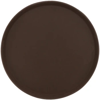 GET NS-1600-BR 16" Brown Round Polypropylene Non-Skid Serving Tray