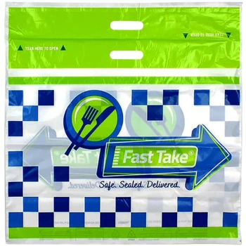Fast Take Tamper-Evident Printed HDPE Carry Out Bag - 24" x 20" - 250/Case