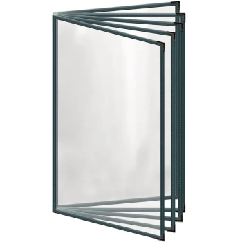 H. Risch, Inc. TE-10V Deluxe Sewn 8 1/2" x 14" Green 10 View Vinyl Menu Cover with Black Smooth Corners and Gloss Finish