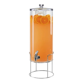 Cal-Mil 22005-3INF-49 Mid-Century 3 Gallon Round Beverage Dispenser with Infusion Chamber and Chrome Wire Base
