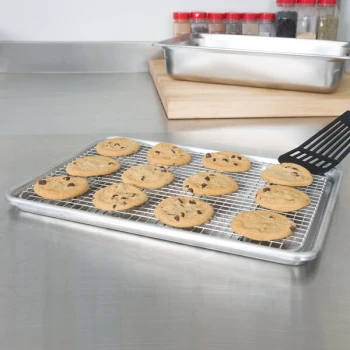 Vollrath 5314 Wear-Ever Half Size NSF 13 Gauge 13 inch x 18 inch Sanitary Open Bead Rim Aluminum Bun / Sheet Pan