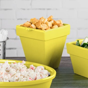 TableCraft CW1470Y 2 Qt. Yellow Cast Aluminum Square Condiment Bowl