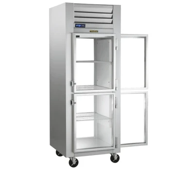 Traulsen G16003P 1 Section Half Solid Front, Half Glass Back Door Pass-Through Refrigerator - Right / Left Hinged Doors