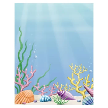 Choice 8 1/2" x 11" Menu Paper - Seafood Themed Coral Design Cover - 100/Pack