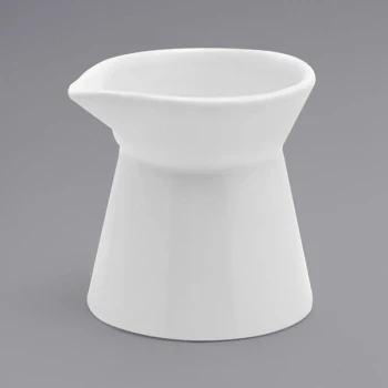 Front of the House Mod 3 oz. Bright White Cinched Porcelain Creamer - 12/Case