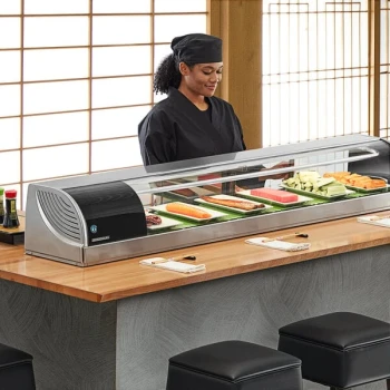 Hoshizaki HNC-150BA-L-SLH Curved Glass Refrigerated Sushi Display Case 59" - Left Side Compressor