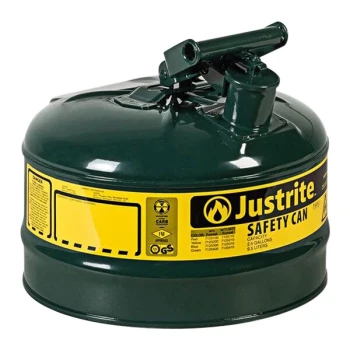 Justrite 2.5 Gallon Type I Green Steel Oil Safety Can with Flame Arrester 7125400