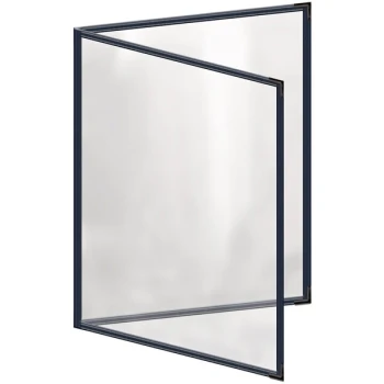 H. Risch, Inc. TED Deluxe Sewn 8 1/2" x 11" Blue 4 View Menu Cover with Black Smooth Corners and Gloss Finish