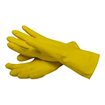 San Jamar 620-M Latex Yellow 18 Mil Glove with Flock Lining - Medium - Pair - 12/Pack