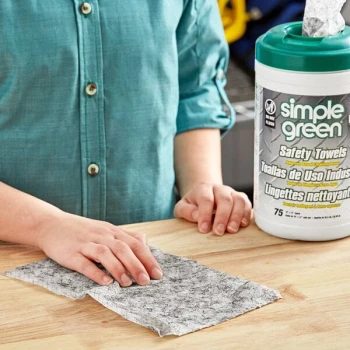 Simple Green Safety Towels 10" x 12" 75-Count Multi-Purpose Cleaning Wipes - 6/Case