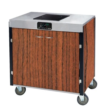 Lakeside 2060VC Creation Express™ Mobile Cooking Cart with 1 Induction Burner, No Exhaust Filtration, and Victorian Cherry Laminate Finish - 22" x 34" x 35 1/2"