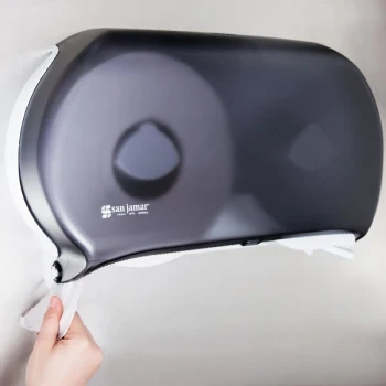San Jamar R4000TBK Twin Classic Double Roll Jumbo Toilet Tissue Dispenser - Black Pearl