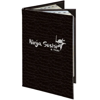 Menu Solutions 840A Slim Line 5 1/2" x 8 1/2" Customizable Triple Panel 4 View Booklet Menu Cover