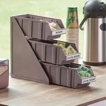 Choice Brown 3-Tier Self-Serve Organizer Set with 3 Bins and 2 Label Sheets