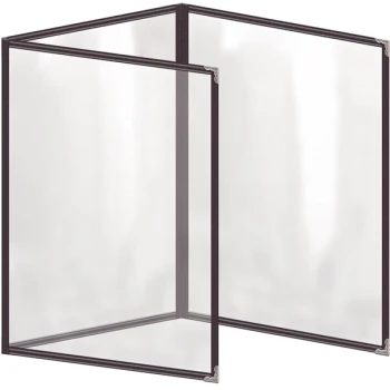 H. Risch, Inc. TET Deluxe Sewn 8 1/2" x 11" Brown 6 View Foldout Vinyl Menu Cover With Silver Decorative Corners and Gloss Finish