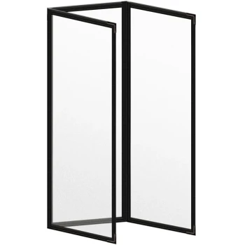 H. Risch, Inc. TET Deluxe Sewn 4 1/4" x 14" Black 6 View Foldout Vinyl Menu Cover With Black Smooth Corners and Matte Finish
