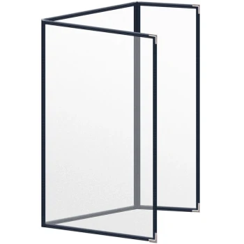 H. Risch, Inc. TEDQ Deluxe Sewn 8 1/2" x 14" Blue 6 View Menu Cover with Silver Smooth Corners and Matte Finish