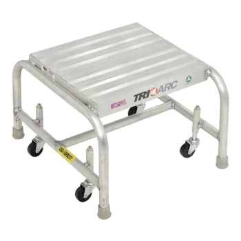 Tri-Arc 1-Step Aluminum Mobile Step Stool with Ribbed Tread, 16" Wide Steps, and 14" Deep Top Step WLAR001164 - 350 lb. Capacity
