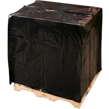 Lavex 51" x 49" x 73" 2 Mil Black Polyethylene Perforated UVI/UVA Pallet Top Cover on a Roll - 55/Roll