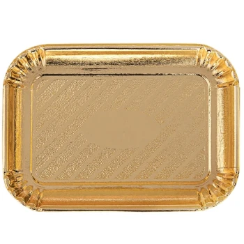 Novacart V9L23102 6 7/8" x 9 7/8" Gold Rectangular Pastry Tray - 300/Case