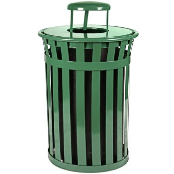 Witt Industries M5001-RC-GN 50 Gallon Oakley Standard Green Steel Outdoor Decorative Trash Can with Rain Cap Lid