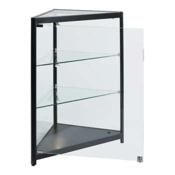 27" x 14 1/2" x 38" Glass 2-Shelf Corner Display Showcase with LED Spotlights