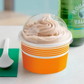 Choice 8 oz. Orange Paper Frozen Yogurt / Food Cup with Dome Lid - 50/Case