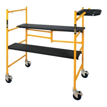 Metaltech Jobsite 4' Folding Portable Scaffolding with 2 Anti-Slip Platforms and Tool Shelf I-IMCNAT