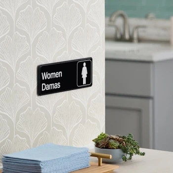 Lavex 9" x 3" Black and White "Women's / Damas" Restroom Sign - 6/Case