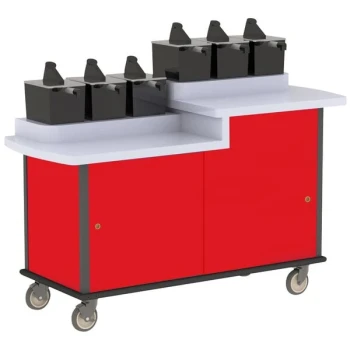 Lakeside 70550RD Red Condi-Express 6 Pump Dual Height Condiment Cart