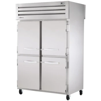 True STR2RPT-4HS-2S-HC Spec Series 52 5/8" Stainless Steel Half Solid Front, Solid Back Door Pass-Through Refrigerator